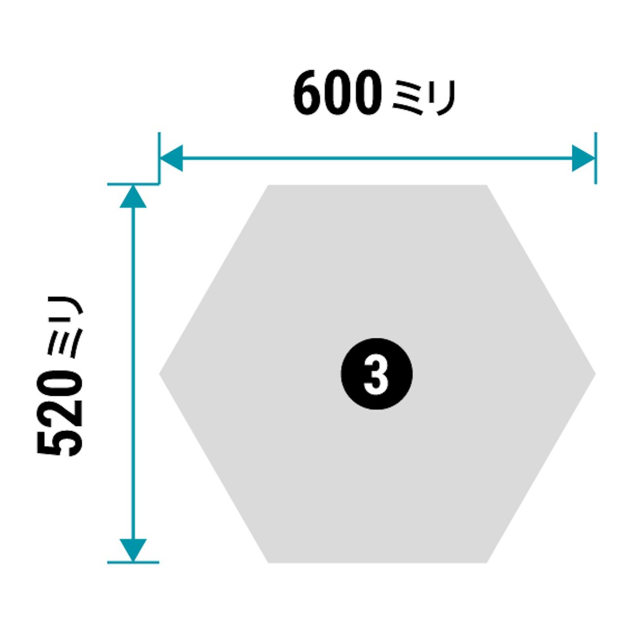 600×520ミリ - 「ステッカーミラー」六角形