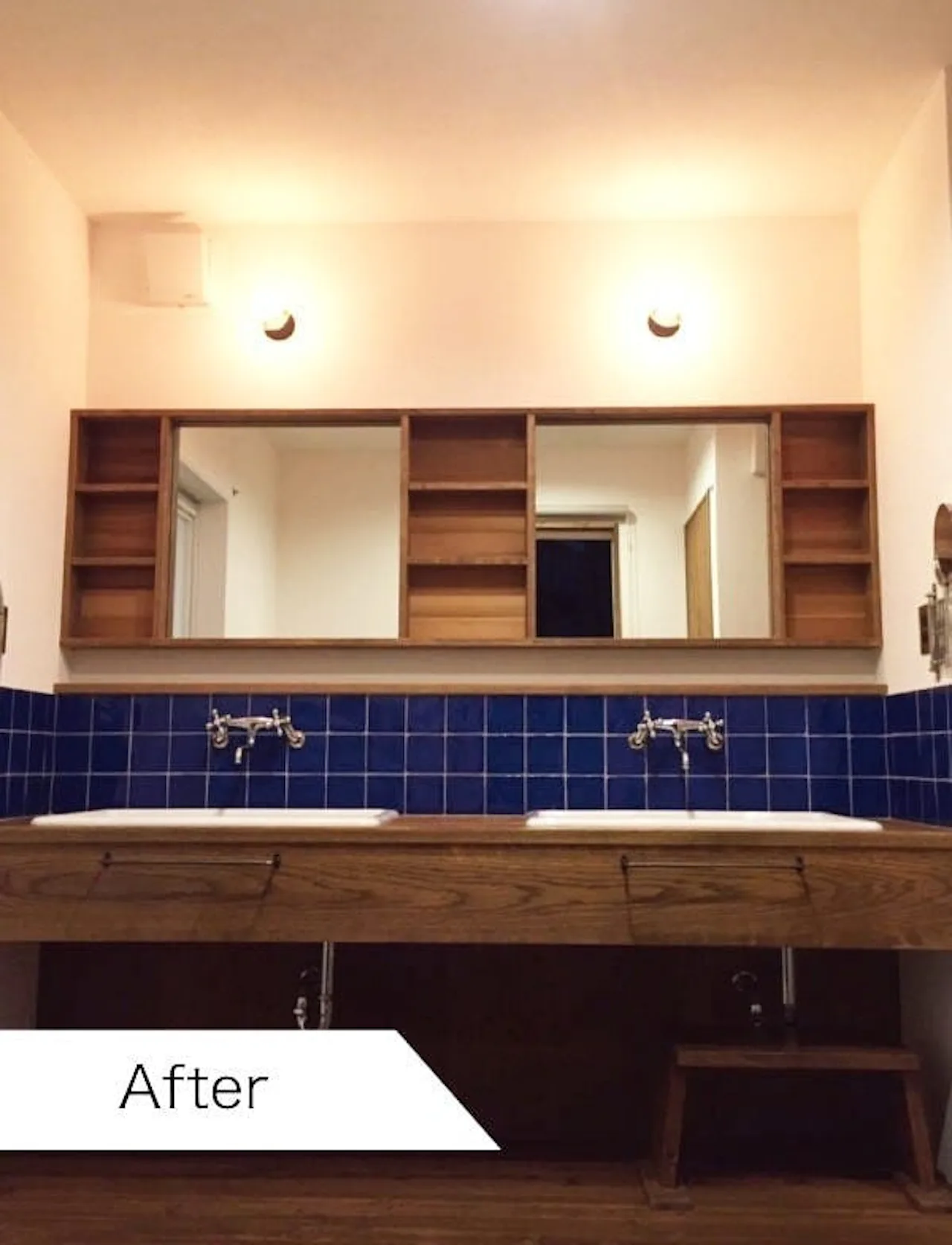 造作棚、洗面ミラーを設置した後の写真 (愛知県 N様)