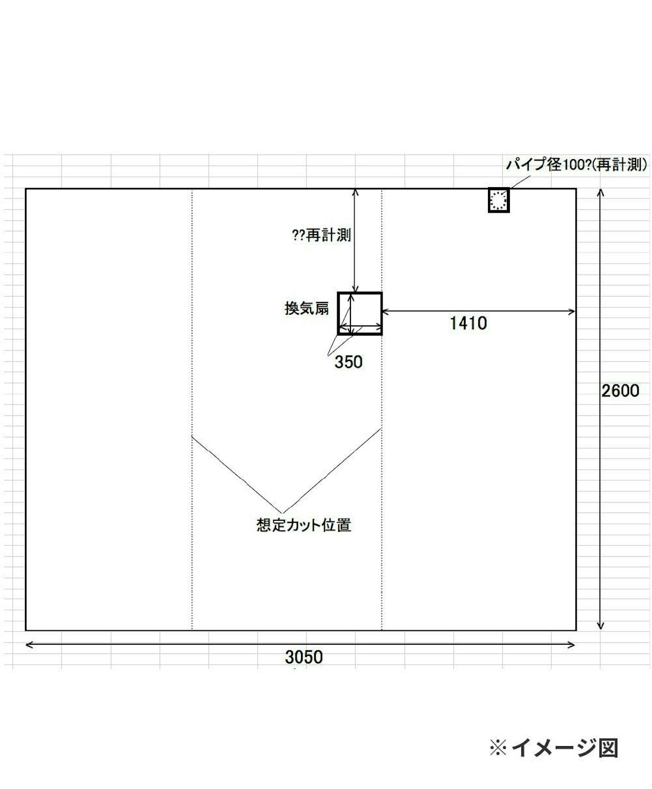 色ミラーを店舗の壁面に施工する図面