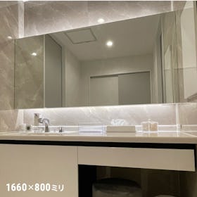 防湿ミラー／お風呂の鏡・浴室鏡 - 使用事例：洗面所の鏡に②