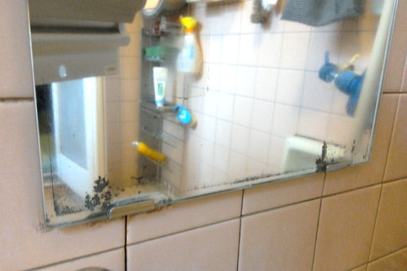 黒く腐食した縦長の浴室鏡を防湿ミラーHGに交換／M様 - 交換前(2)