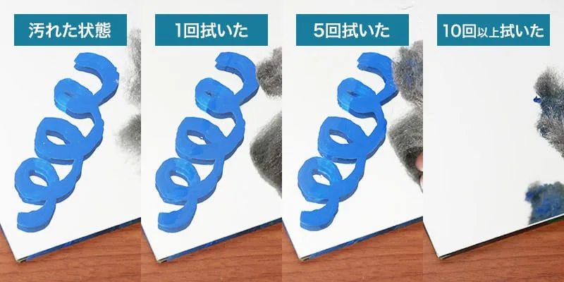 「秘密道具」で拭いてみた (水性ペンキの汚れ)