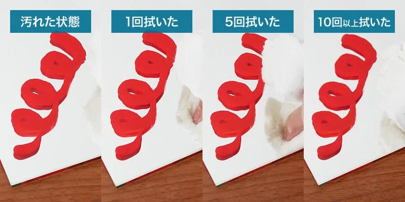 「ぞうきん」で拭いてみた (油性ペンキの汚れ)