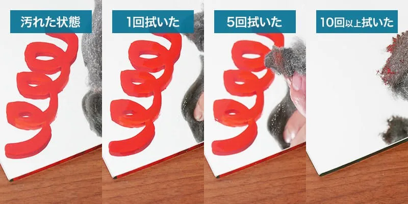 「秘密道具」で拭いてみた (油性ペンキの汚れ)