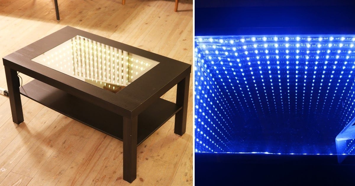 お客様事例 : インフィニティミラーで幻想的で奥行きのある光のテーブルを製作された事例