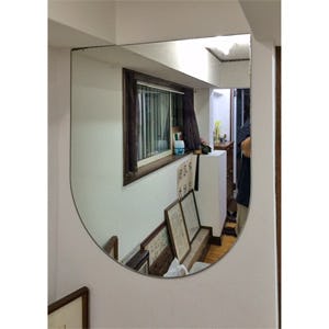 鏡の取り付け・交換の施工出張の事例 - 異型の鏡貼り(N社様)