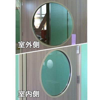 鏡の取り付け・交換の施工出張の事例 - ドアの円形マジックミラー(Y社様)