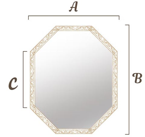 アンティークミラーの寸法指定 - 特殊な八角形の注文の場合