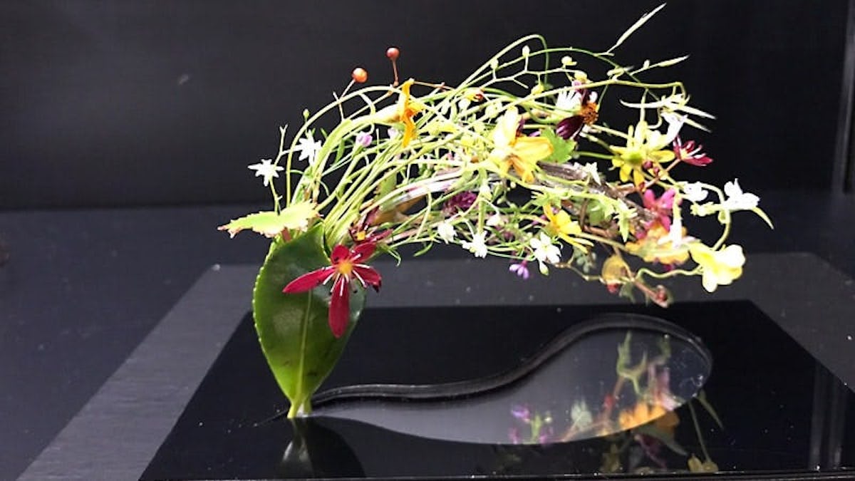 お客様事例 : フラワーアレンジメントの作品に「薄板ミラー」を使用した事例(兵庫県尼崎市 I様)