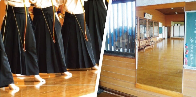 弓道場の射型チェック用に持ち運びできる「パネルミラー」を使用した事例(長野県K様)