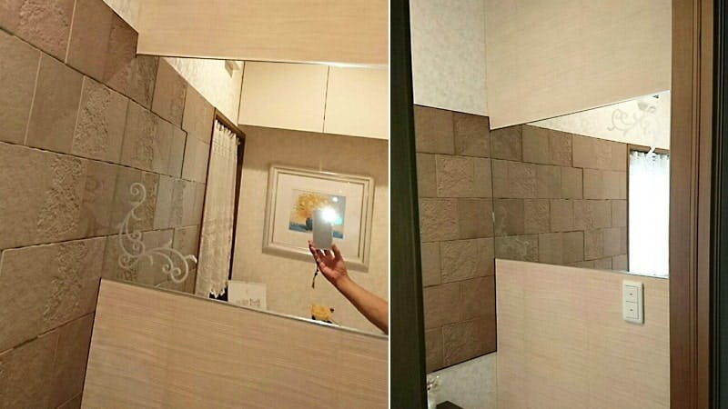 エッチング加工で上品に！トイレの壁面に鏡を設置した事例(埼玉県坂戸市 K様)