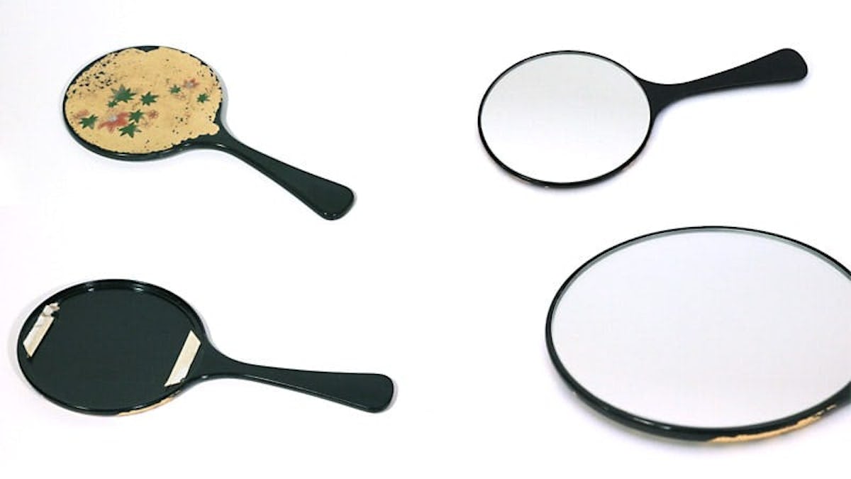 お客様事例 : 粉々に割れてしまった漆塗りの手鏡を修理した事例