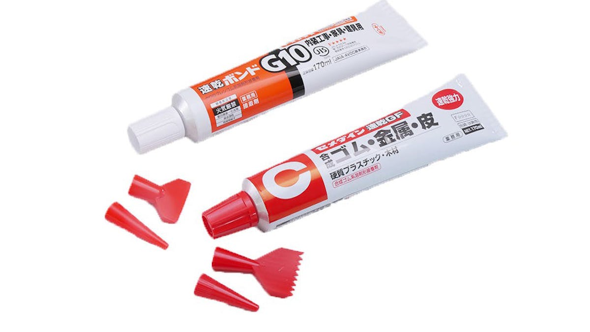 横長の洗面鏡の取り付けに使える接着剤「速乾ボンド」