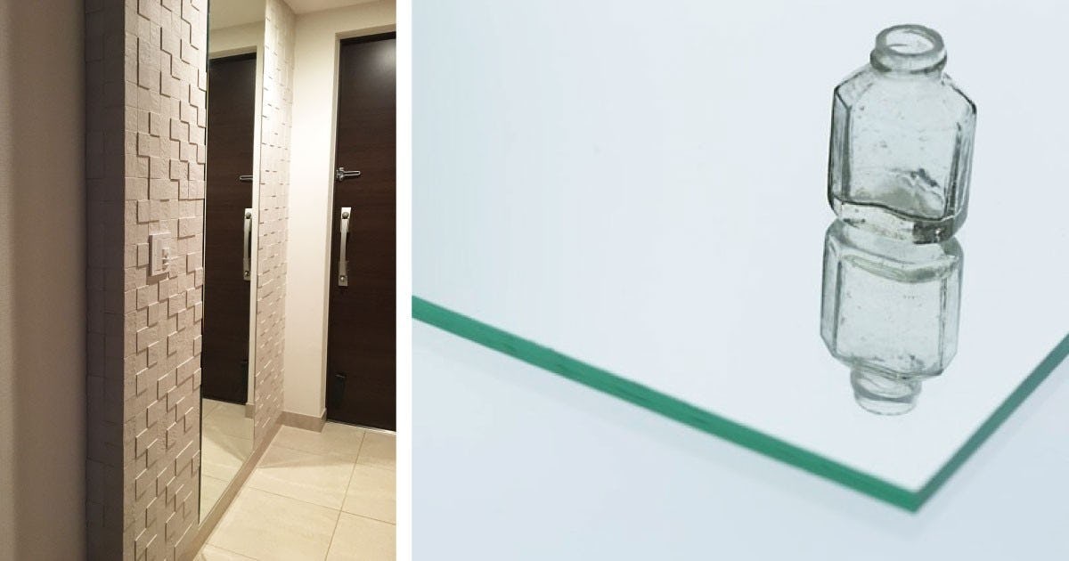 お客様事例 : エコカラットで飾り付け！玄関姿見に「ガラスミラー」を使用した事例(神奈川県M様)