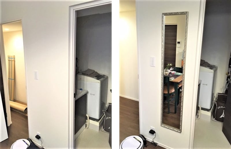 リビングの姿見に アジアンミラーシリーズ「B-21014」を使用した事例 (神奈川県川崎市 S様)