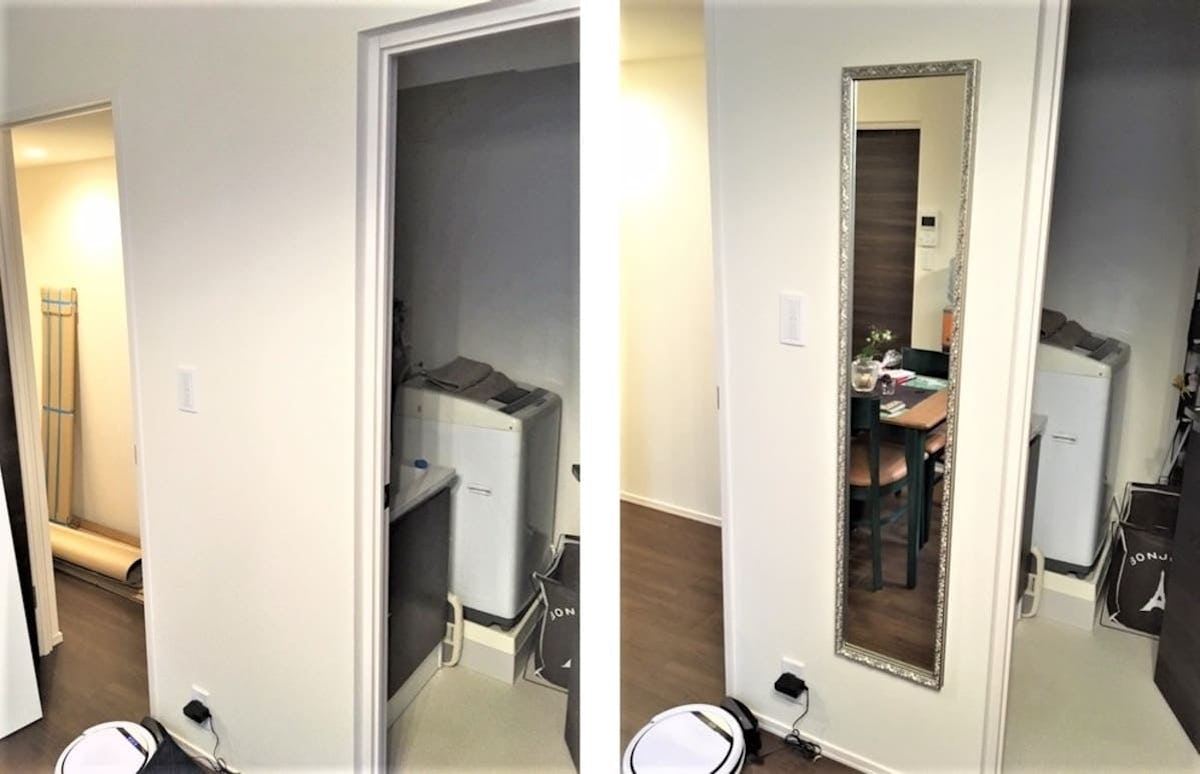 リビングの姿見に使用したアンティークミラー