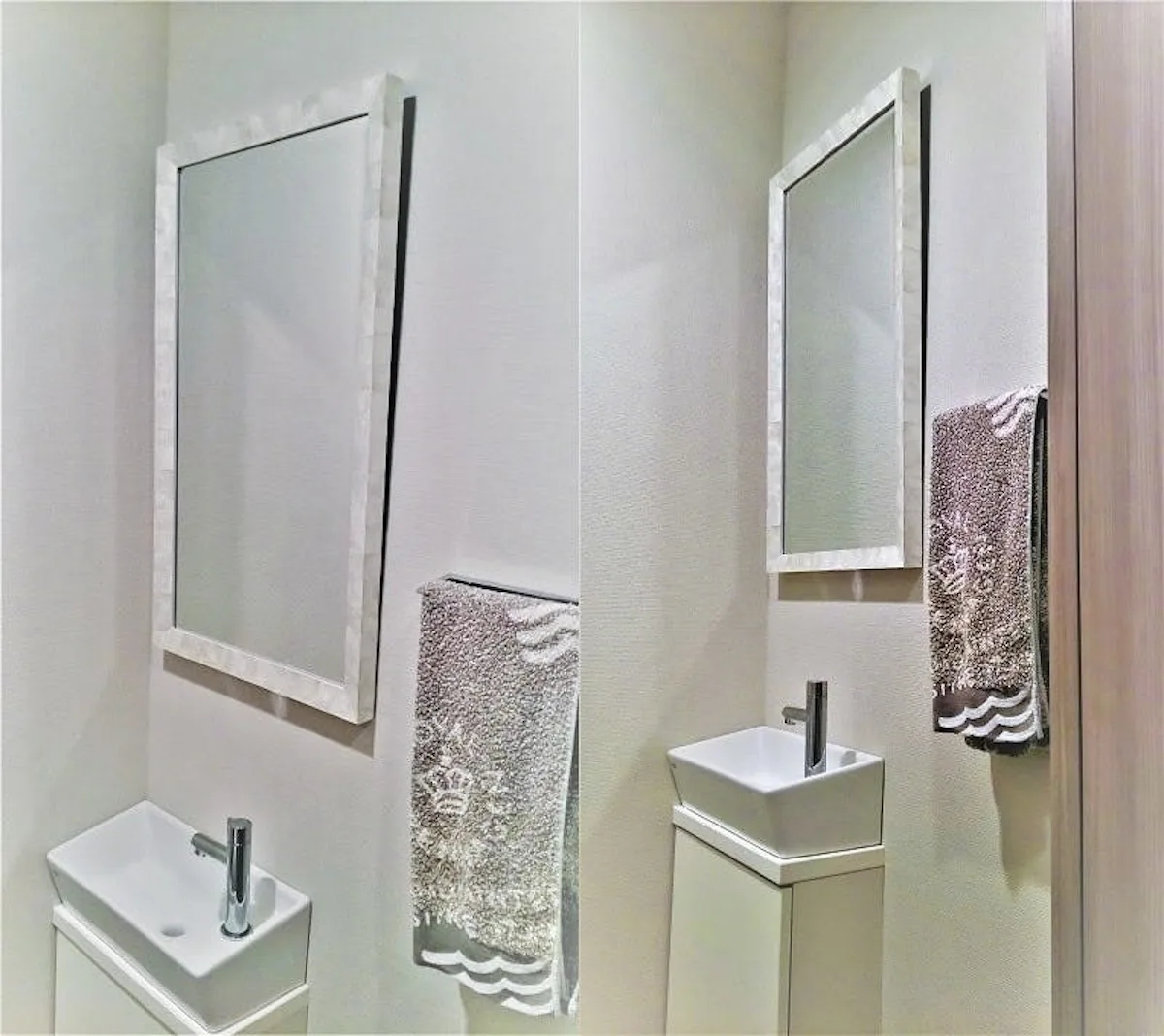 洗面所の鏡に モダンミラーシリーズ「38-3026」を使用した事例 (東京都 A様)