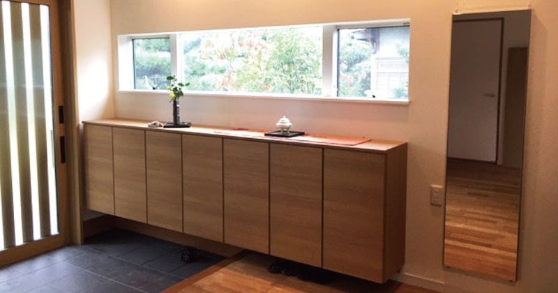 玄関姿見のお客様の事例／フィルムミラー