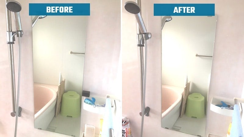 ウロコ汚れのない鏡に！浴室鏡を「ヨゴレーヌ」に交換された事例(広島県福山市 U社様)