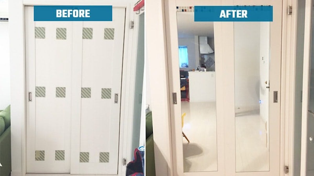 お客様事例 : クローゼットの扉を姿見に！「ガラスミラー(5ミリ)」を設置した事例(埼玉県さいたま市 P様)