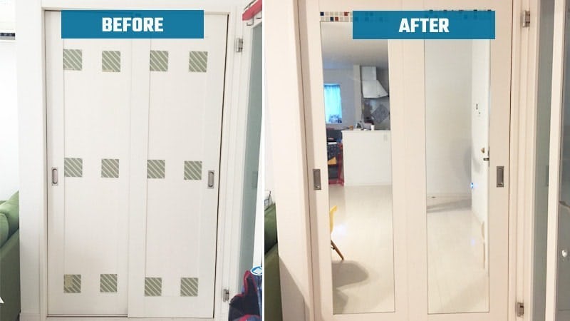 クローゼットの扉を姿見に！「ガラスミラー(5mm)」を設置した事例(埼玉県さいたま市 P様)