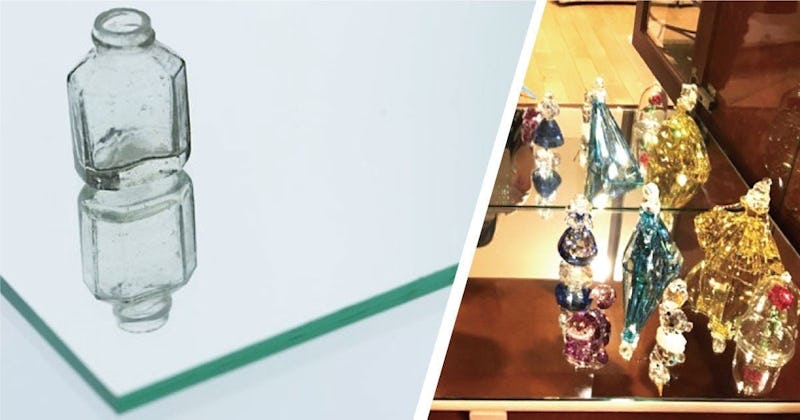 スワロフスキーのオブジェの展示台に「ガラスミラー」を使用した事例(静岡県I様)