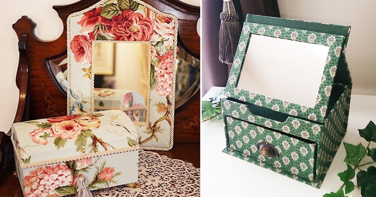 お客様事例 : カルトナージュの作品づくりに鏡を使用した事例2選