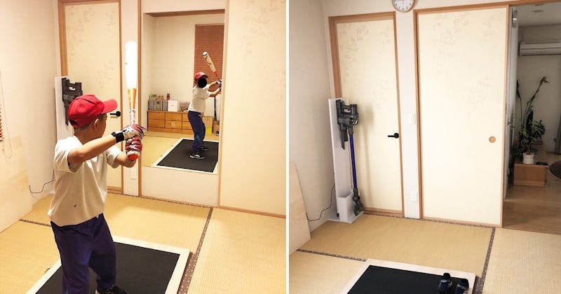 野球のフォームチェック用に襖の裏に鏡を貼った事例(長野県長野市 K様)