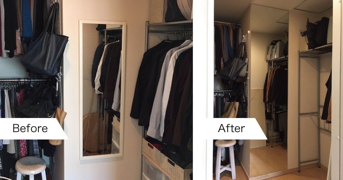 お客様事例 : 毎日の身だしなみチェック！クローゼットに「ガラスミラー」を使用した事例(埼玉県T様)