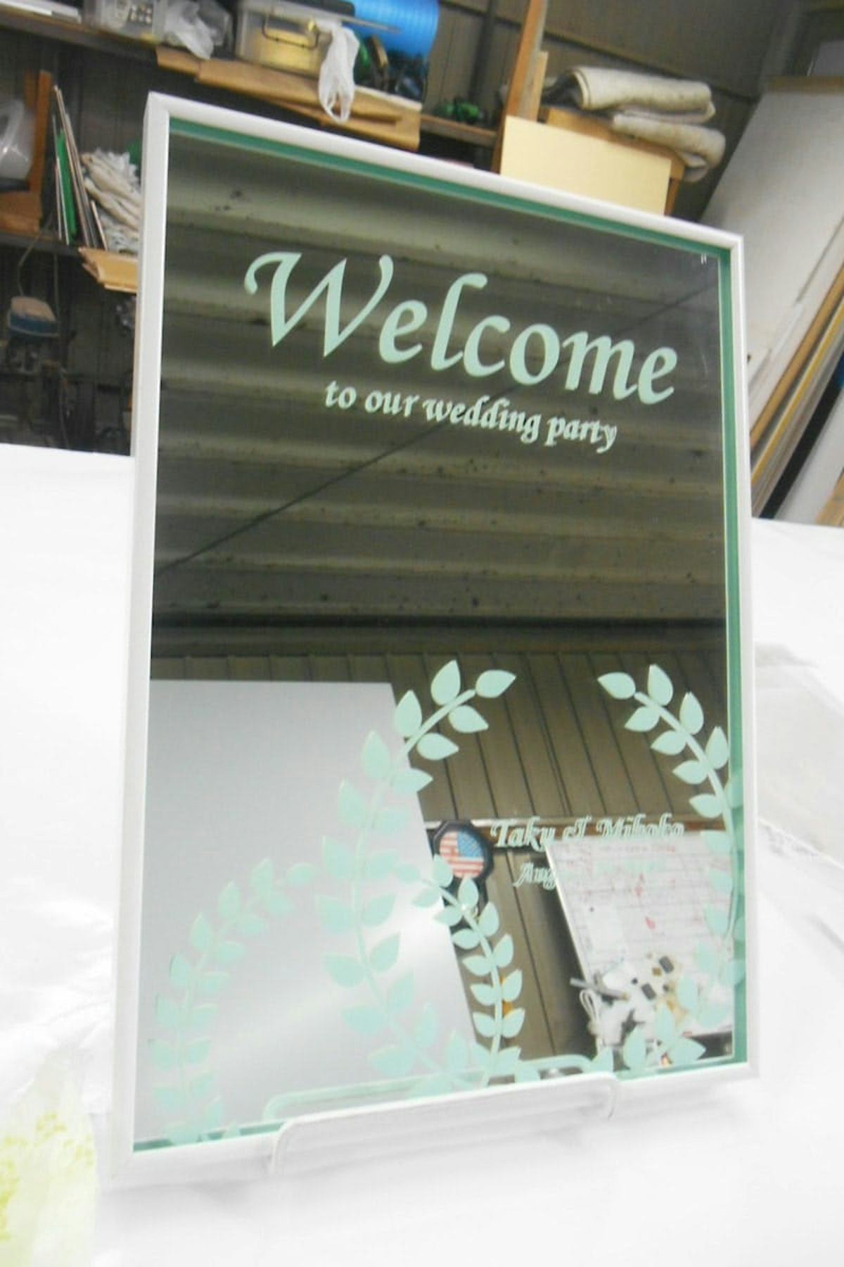 ウェルカムボードに使用した「ガラスミラー」(3)