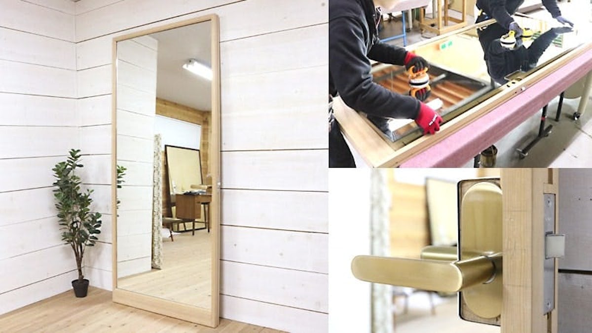 お客様事例 : お出かけ前に身だしなみチェック！扉に鏡を貼り姿見にした事例