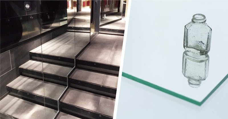 階段通路をオシャレなミラー張りに！切込み加工した「ガラスミラー」を使用した事例(東京都B様)