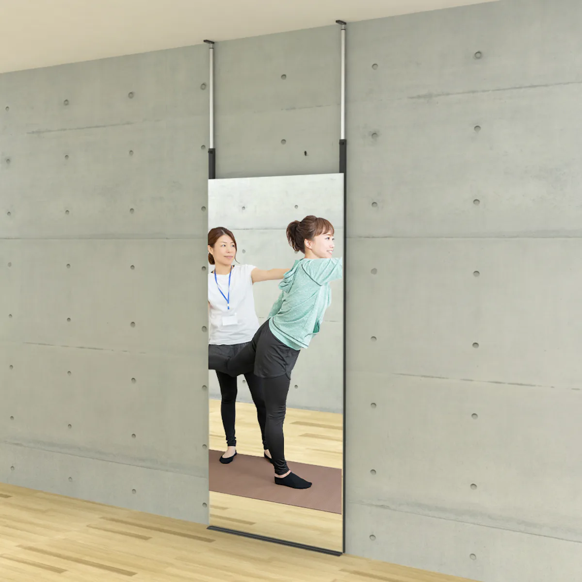 壁ミラーつっぱりタイプ ブラック ホームタイプ 幅80×高さ180センチ  