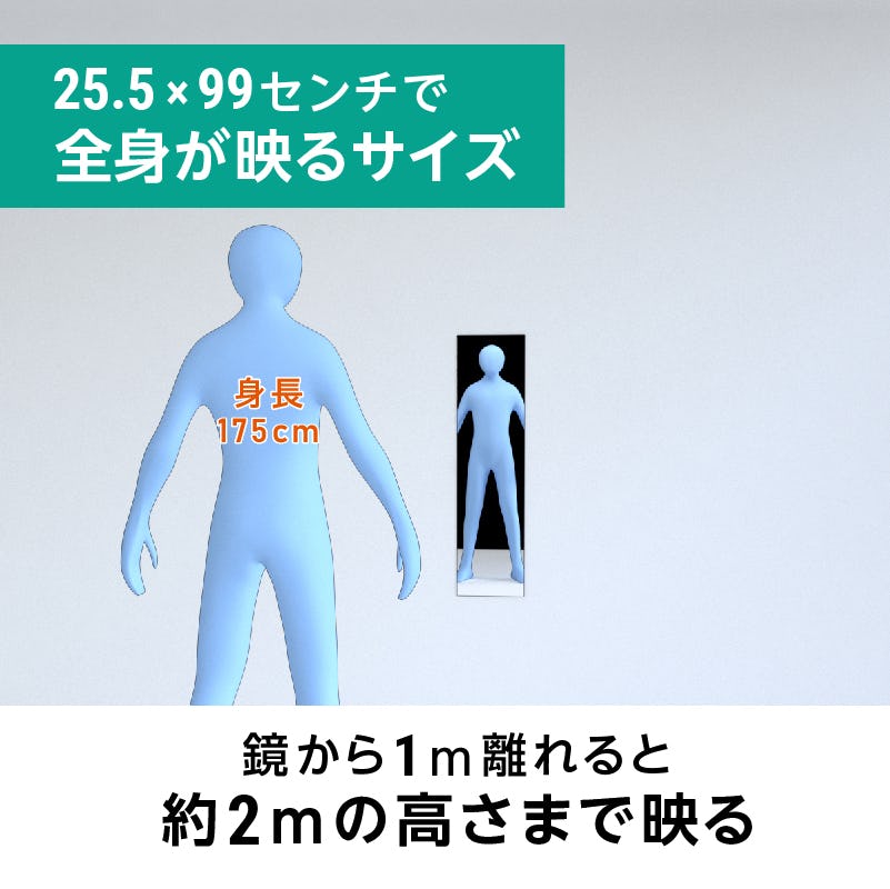 防湿ミラーHG(No.4) 幅25.5×高さ99センチ×厚み5ミリ｜鏡の販売.com