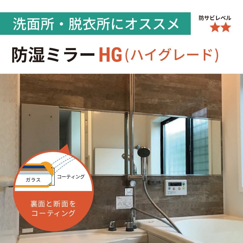 防湿ミラーHG(No.7) 幅30×高さ100センチ×厚み5ミリ｜鏡の販売.com