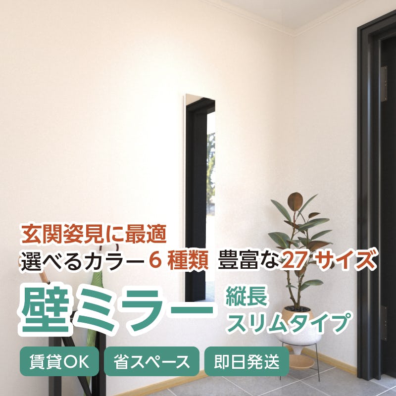 壁ミラー 縦長スリムタイプ ホワイト 横幅20センチ×高さ120センチ｜鏡