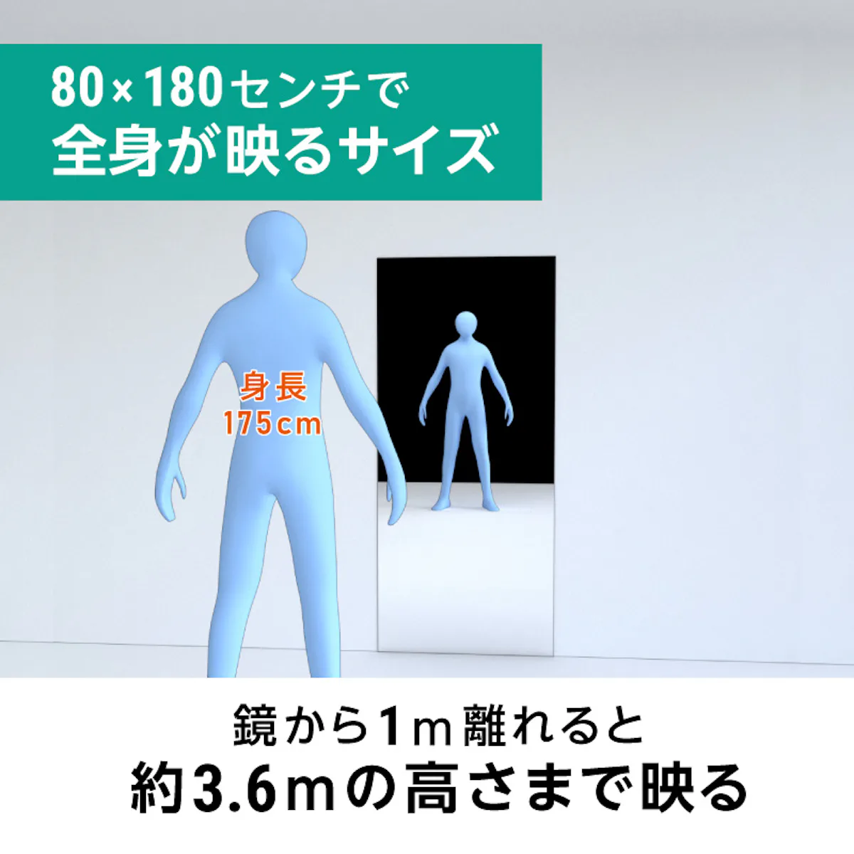 壁ミラーつっぱりタイプ ホームタイプ 幅80×高さ180センチ｜鏡の販売.com