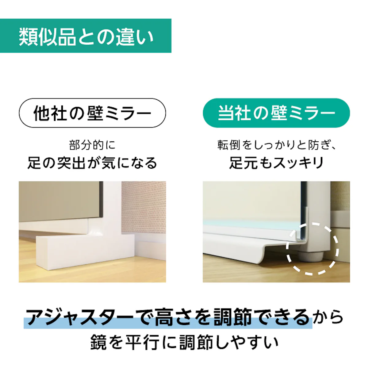 壁ミラーつっぱりタイプ ホームタイプ 幅80×高さ180センチ｜鏡の販売.com