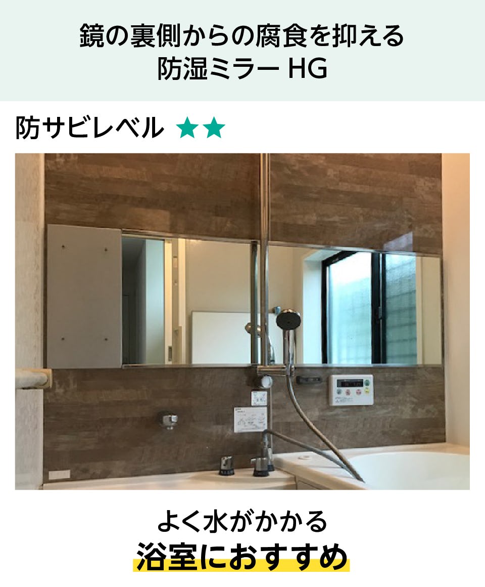 防湿ミラー／お風呂の鏡・浴室鏡 - HG／浴室に推奨