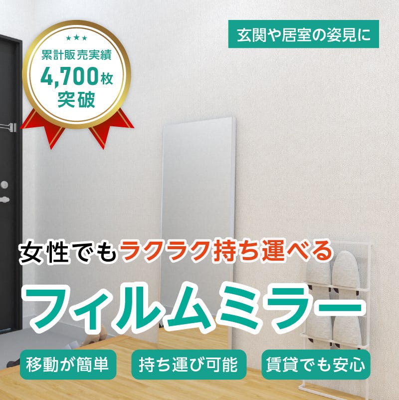 フィルムミラー(No.1) 幅45×高さ120センチ×厚み2センチ 【枠 : Aタイプ